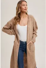 Longline Hoodie Open Front Cardigan