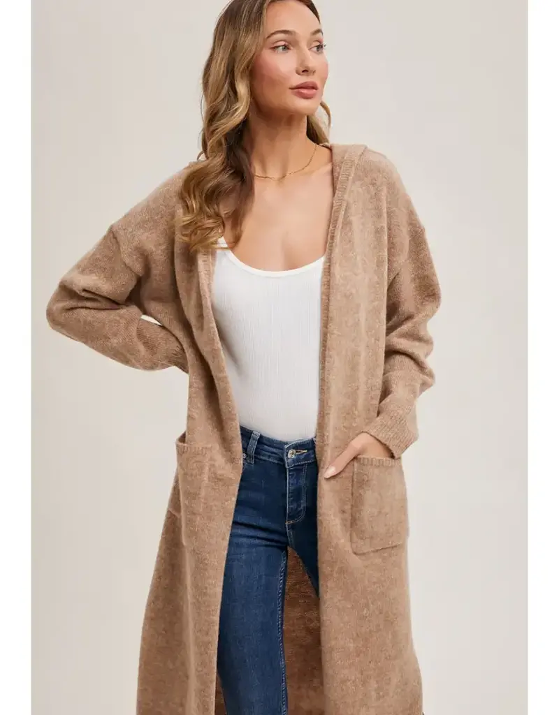 Longline Hoodie Open Front Cardigan