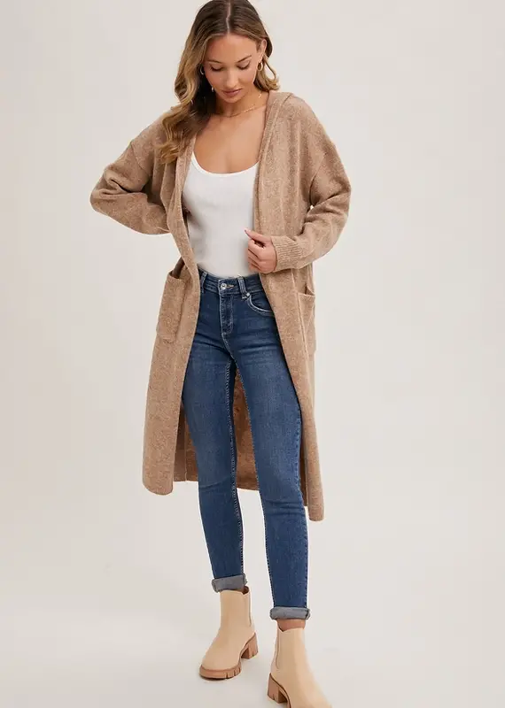 Longline Hoodie Open Front Cardigan