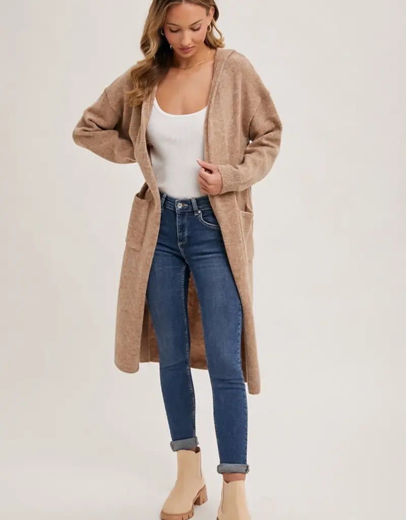 Longline Hoodie Open Front Cardigan