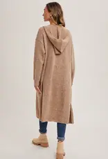 Longline Hoodie Open Front Cardigan