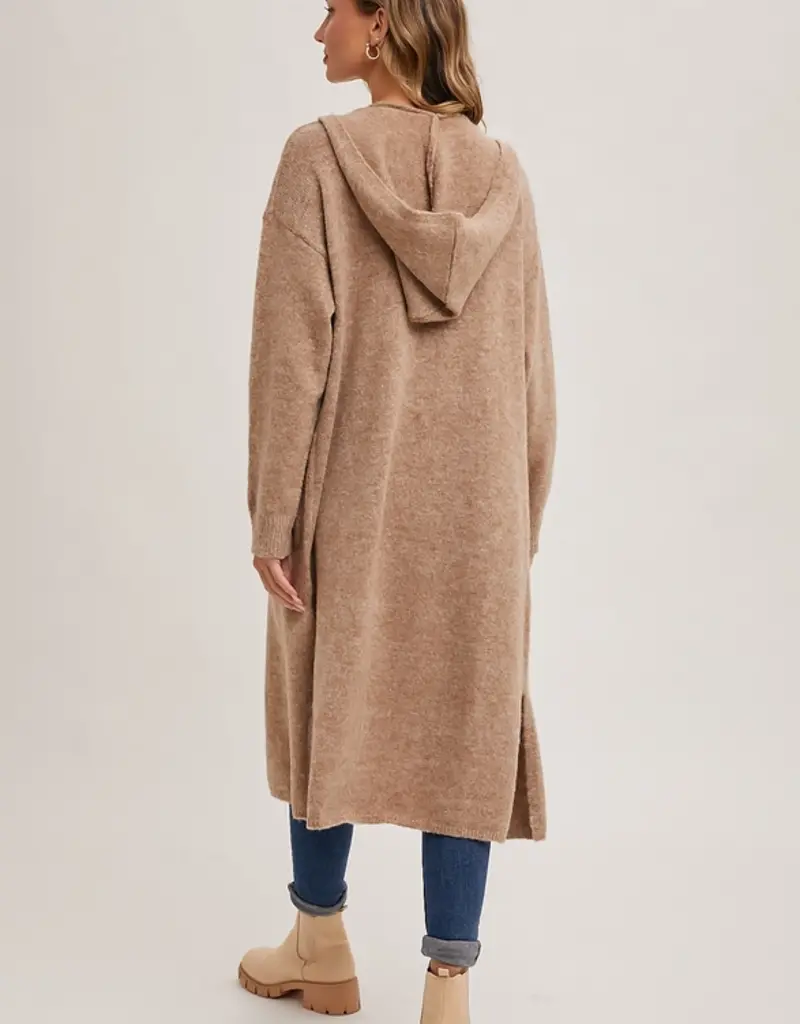Longline Hoodie Open Front Cardigan