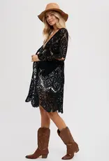 Crochet Open Front Bell Sleeved Cardigan