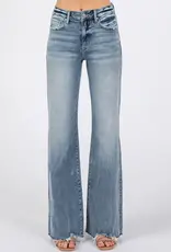 High Waist Stretch Vintage Flare Jean with Frayed Hem