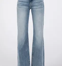 High Waist Stretch Vintage Flare Jean with Frayed Hem