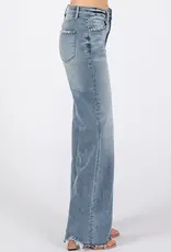 High Waist Stretch Vintage Flare Jean with Frayed Hem