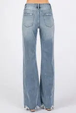 High Waist Stretch Vintage Flare Jean with Frayed Hem