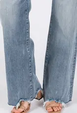 High Waist Stretch Vintage Flare Jean with Frayed Hem