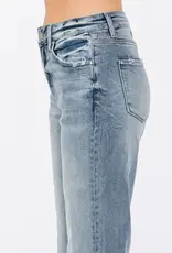 High Waist Stretch Vintage Flare Jean with Frayed Hem