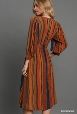 Stripe Abstract Print Midi Dress