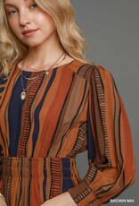 Stripe Abstract Print Midi Dress