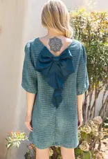 Contrast Bow Back Detailed Shift Dress