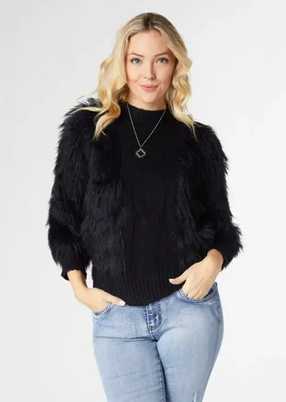 Imani Cable Knit Faux Fur Sweater