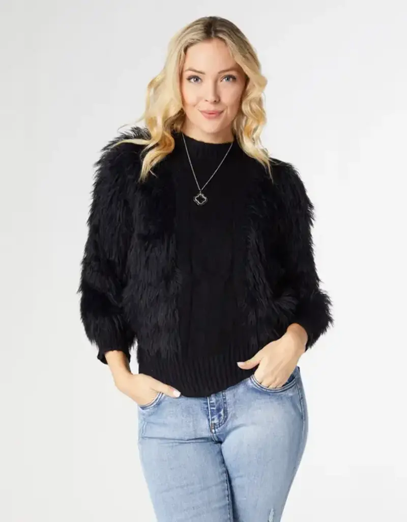 Imani Cable Knit Faux Fur Sweater