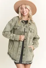 Washed Shacket With Front Slit Pockets