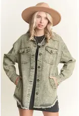 Washed Shacket With Front Slit Pockets