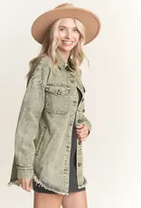 Washed Shacket With Front Slit Pockets