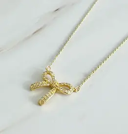 Simply Shine Bow Necklace - Gold