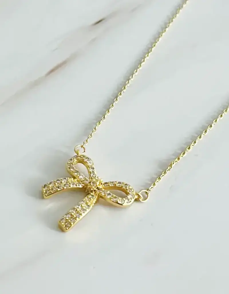 Simply Shine Bow Necklace - Gold
