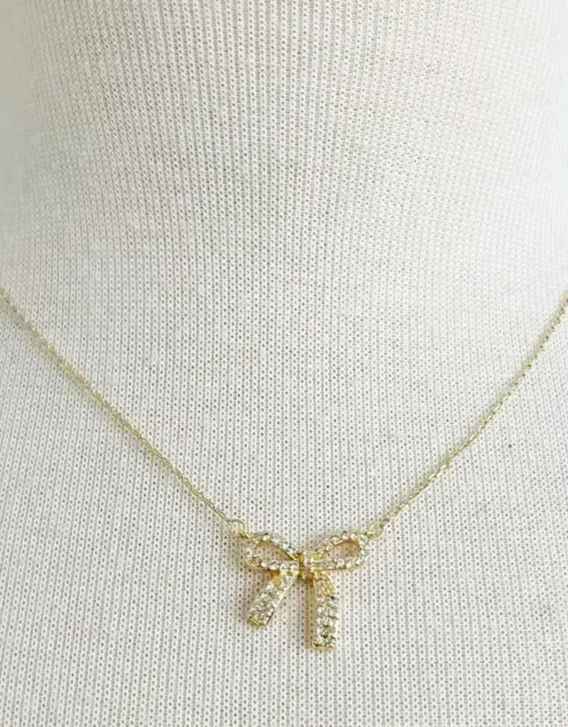 Simply Shine Bow Necklace - Gold
