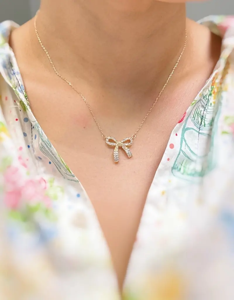 Simply Shine Bow Necklace - Gold