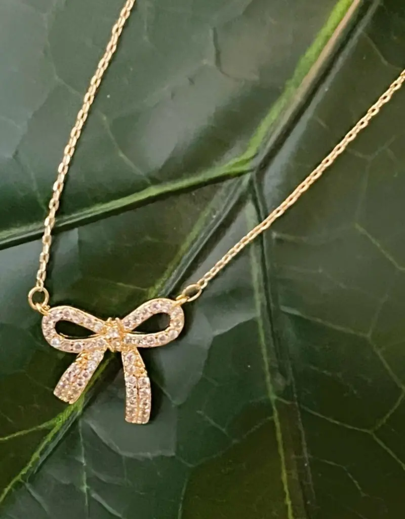 Simply Shine Bow Necklace - Gold