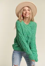 Soft Crew Neck Cable Knit Sweater