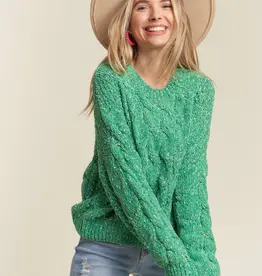 Soft Crew Neck Cable Knit Sweater