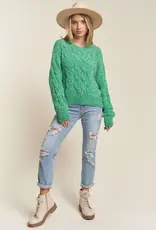 Soft Crew Neck Cable Knit Sweater