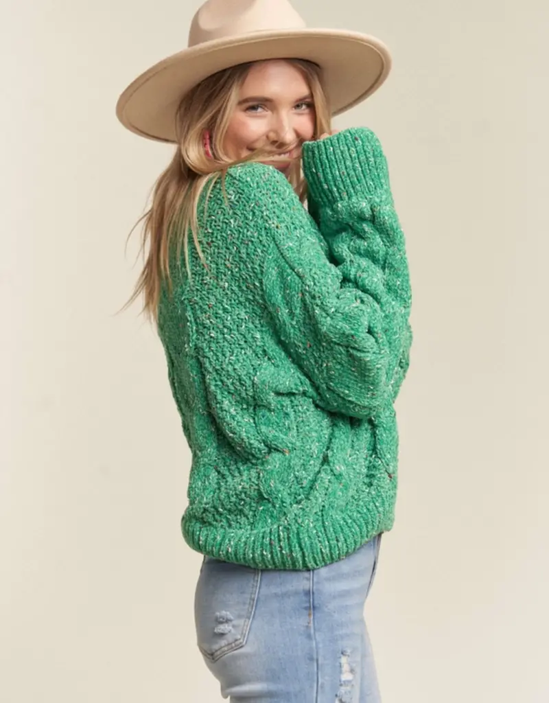 Soft Crew Neck Cable Knit Sweater