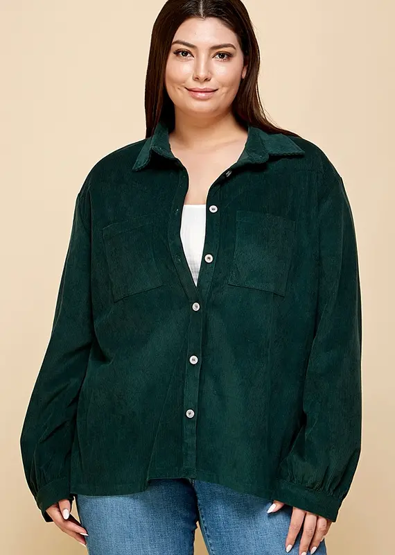 Plus Lightweight Corduroy Shacket