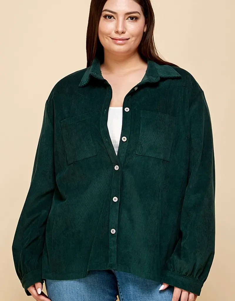 Plus Lightweight Corduroy Shacket