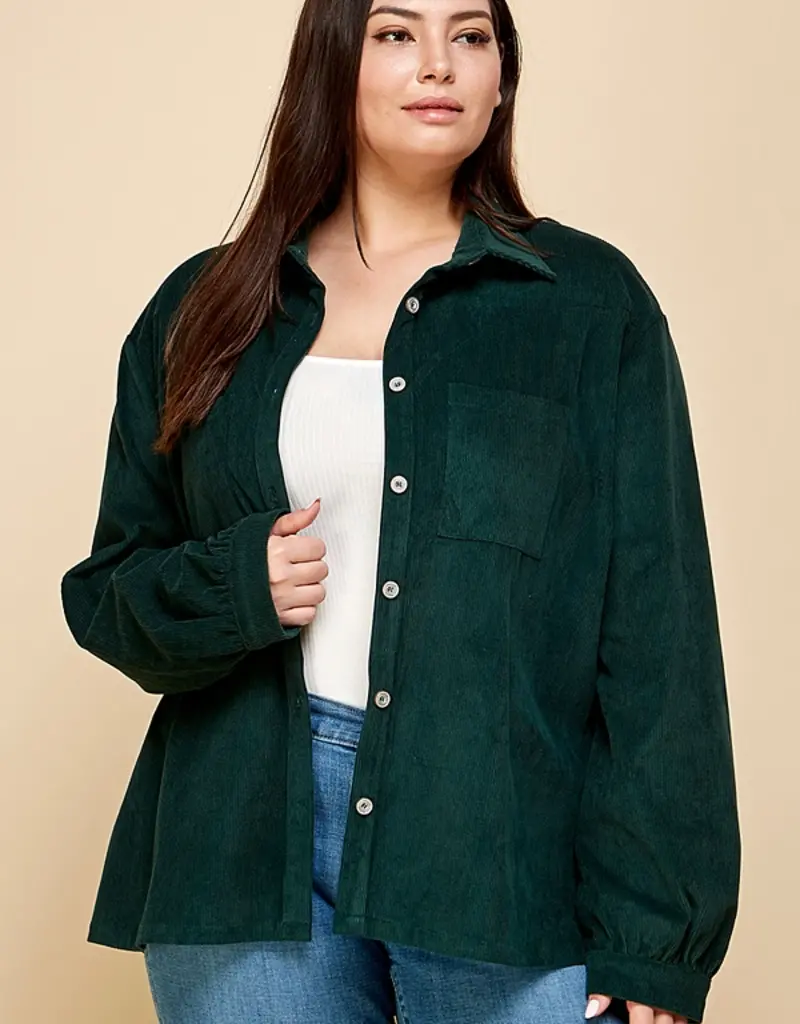 Plus Lightweight Corduroy Shacket