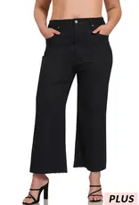 HIGH RISE FLARE CROPPED COLOR DENIM PANTS