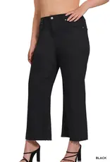 HIGH RISE FLARE CROPPED COLOR DENIM PANTS