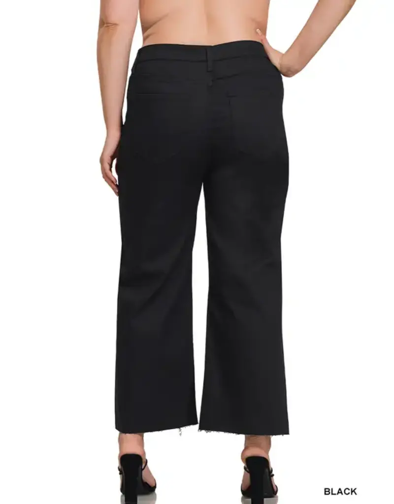 HIGH RISE FLARE CROPPED COLOR DENIM PANTS