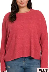 PLUS RIBBED DOLMAN LONG SLEEVE SWEATER