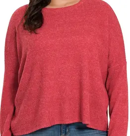 PLUS RIBBED DOLMAN LONG SLEEVE SWEATER