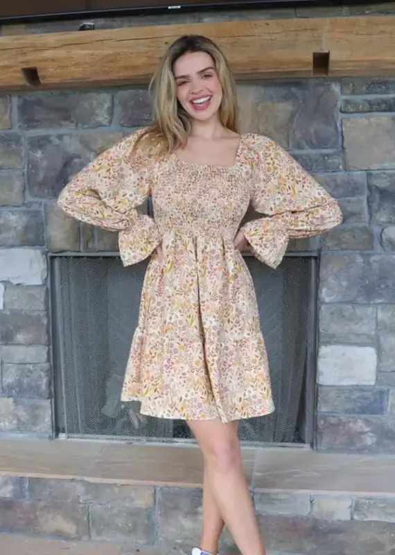 Babydoll Long Sleeve Floral Dress