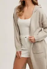 Longline Hoodie Open Front Cardigan