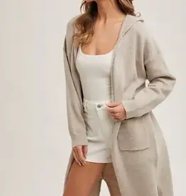 Longline Hoodie Open Front Cardigan
