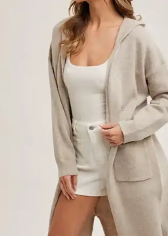 Longline Hoodie Open Front Cardigan