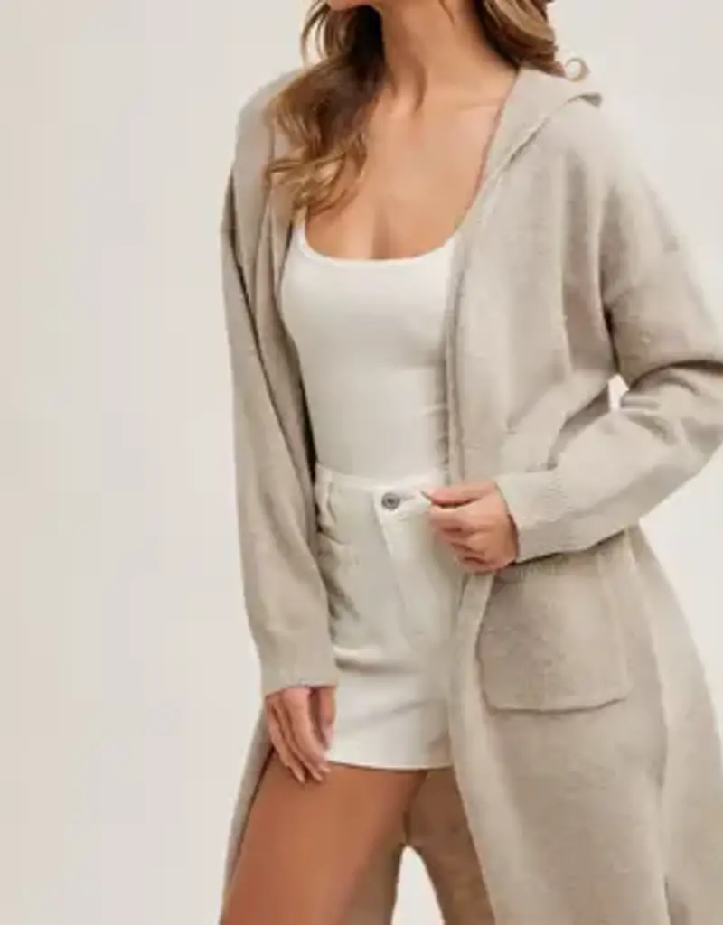 Longline Hoodie Open Front Cardigan