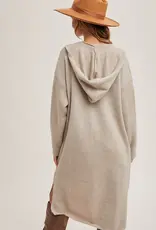 Longline Hoodie Open Front Cardigan