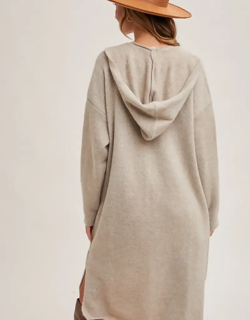 Longline Hoodie Open Front Cardigan