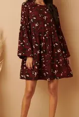 Floral Bell Sleeves Babydoll Woven Dress