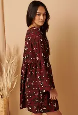 Floral Bell Sleeves Babydoll Woven Dress