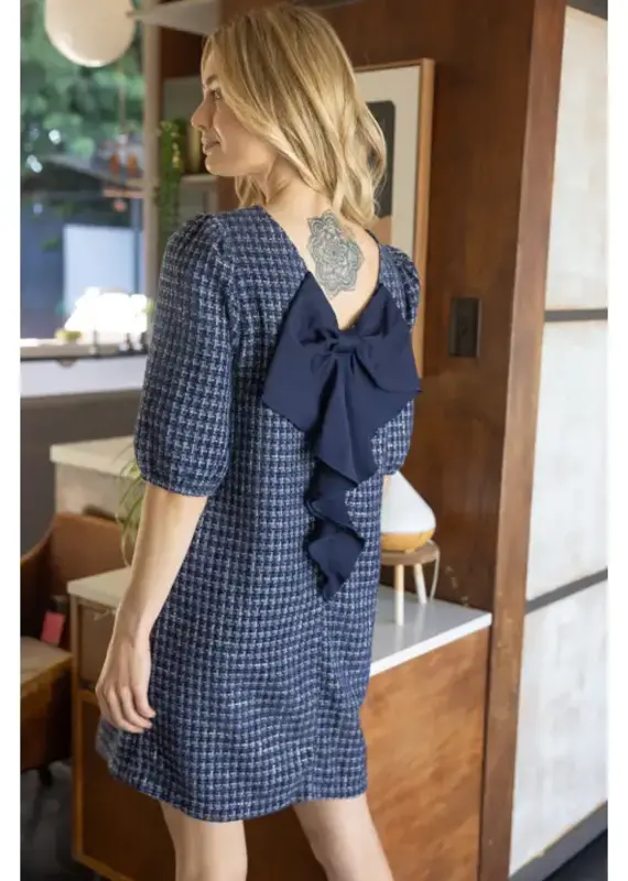 Contrast Bow Back Detailed Shift Dress