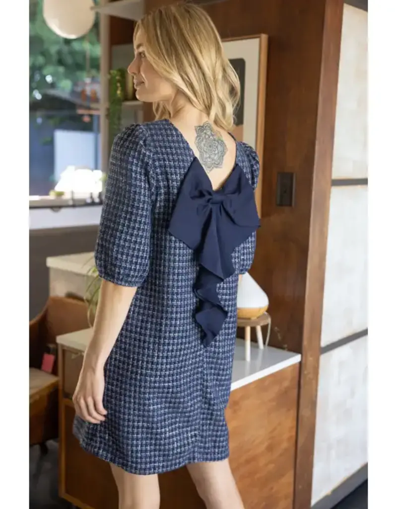 Contrast Bow Back Detailed Shift Dress