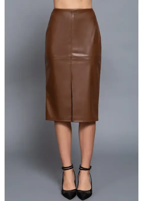 Faux Leather Midi Skirt